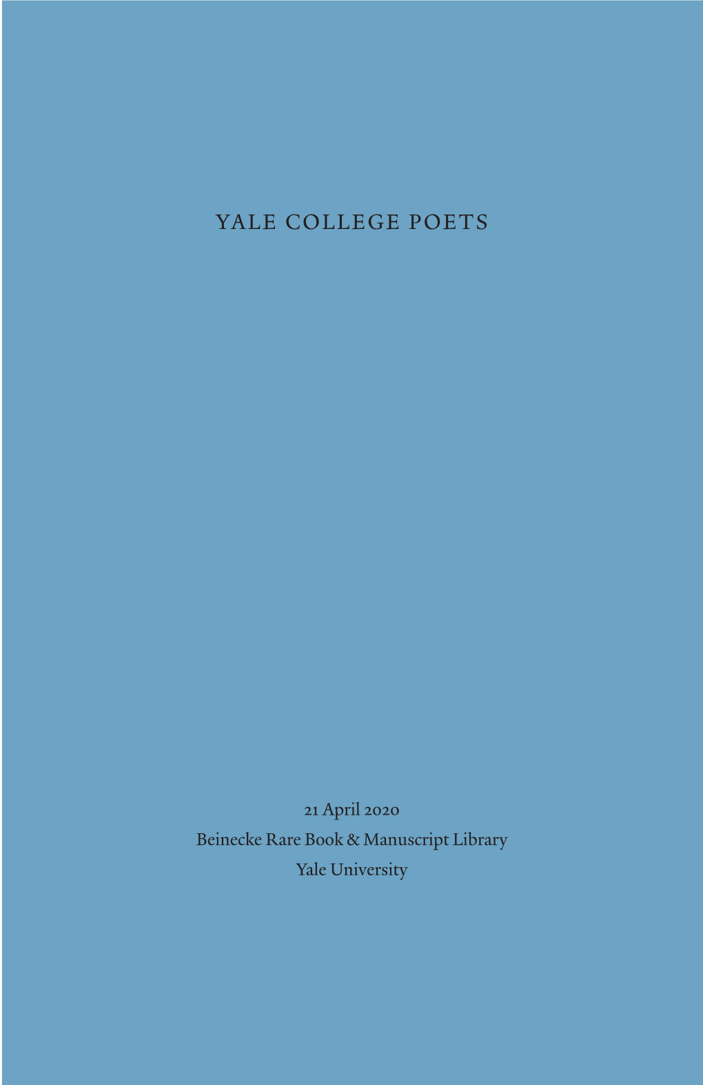 Read and Download the 2020 Yale College Poets Chapbook