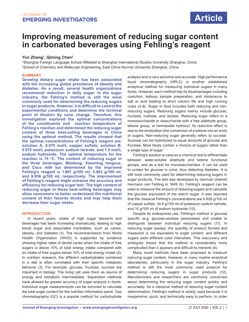 Improving Measurement of Reducing Sugar Content in Carbonated Beverages Using Fehling's Reagent