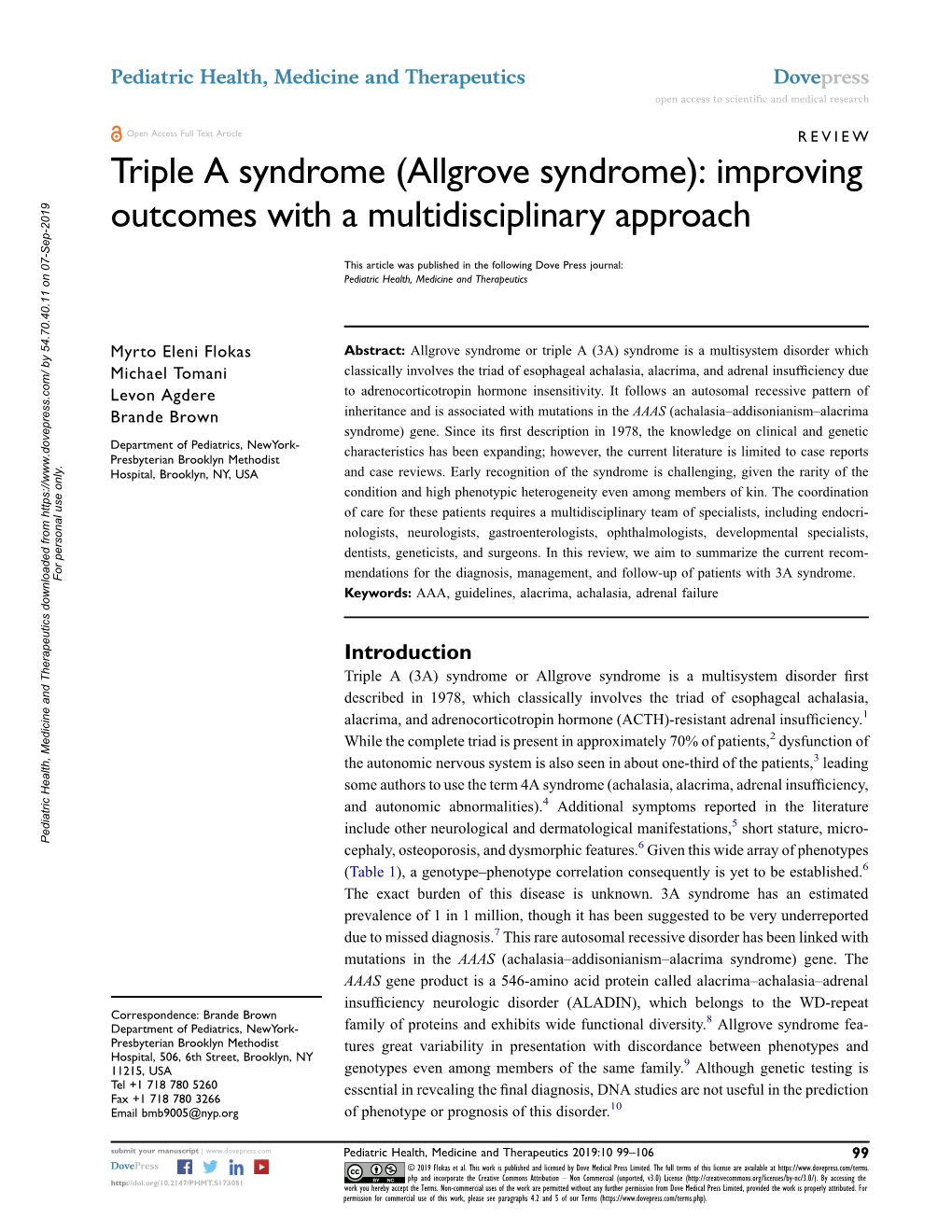 Allgrove Syndrome): Improving Outcomes with a Multidisciplinary Approach