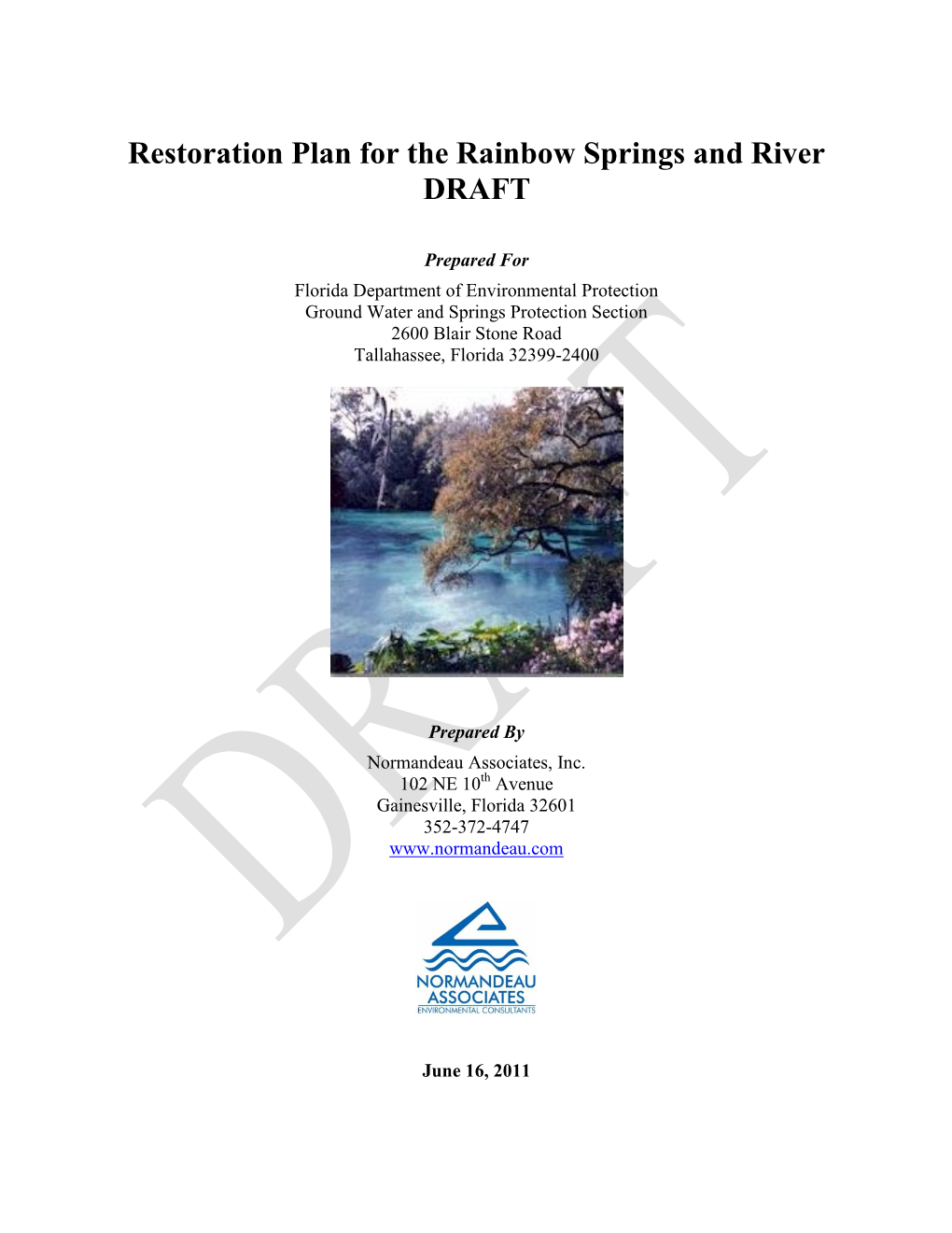 Restoration Plan for the Rainbow Springs and River DRAFT