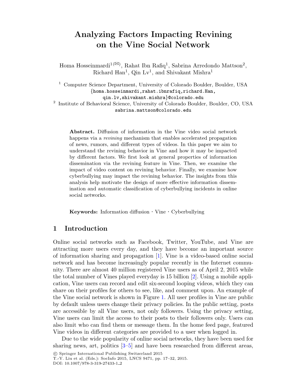 Analyzing Factors Impacting Revining on the Vine Social Network