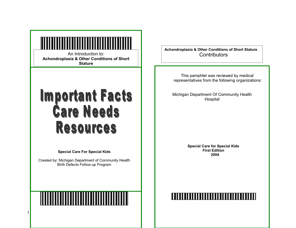 Special Care for Special Kids Created By: Michigan Department of Community Health