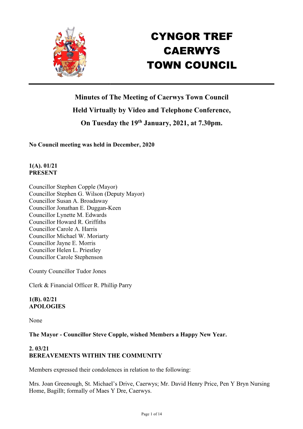 Cyngor Tref Caerwys Town Council