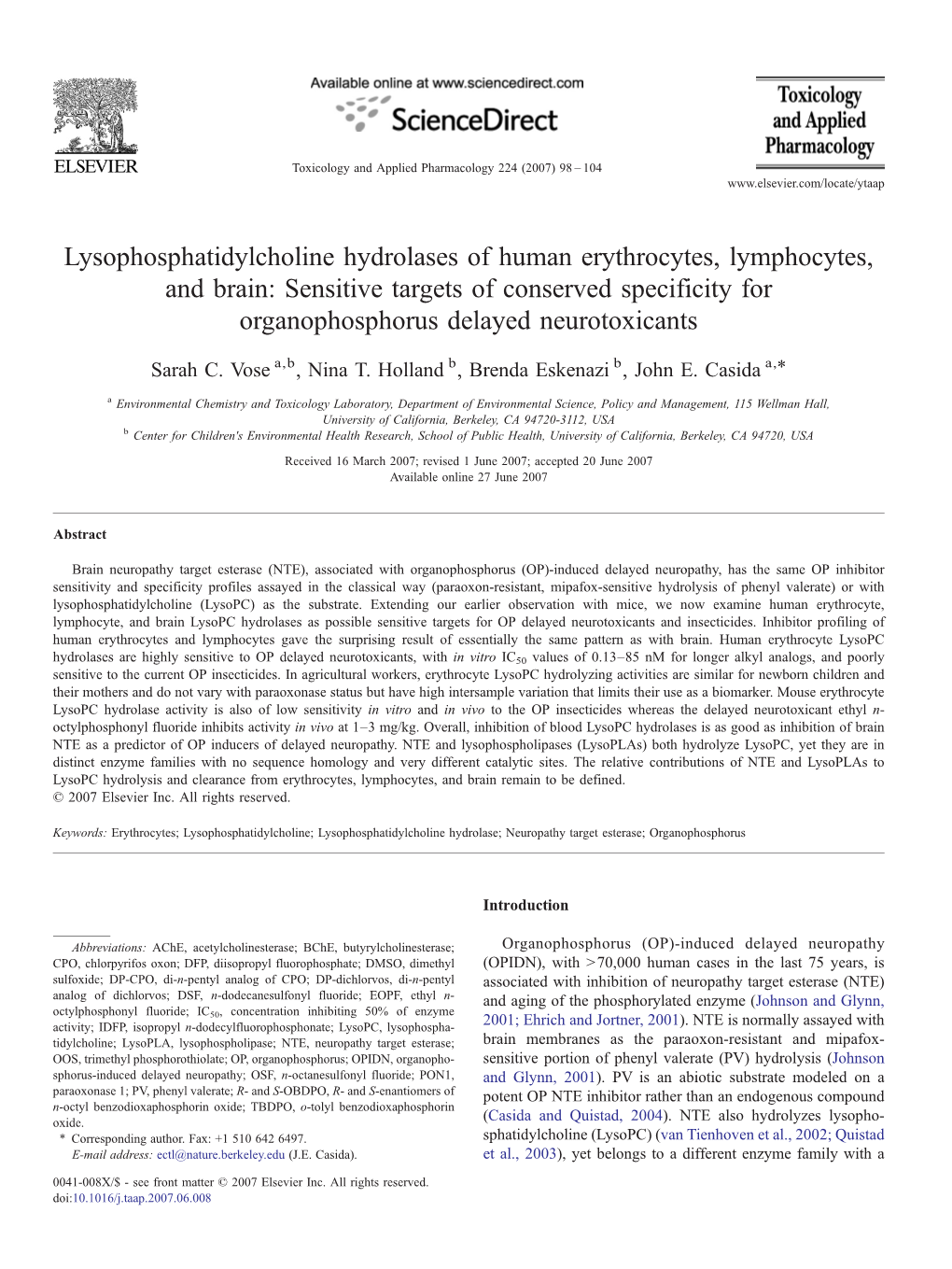 Lysophosphatidylcholine Hydrolases of Human Erythrocytes