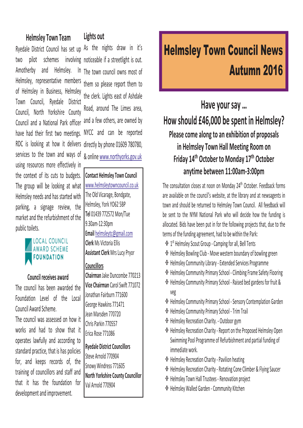 Helmsley Town Council News Autumn 2016