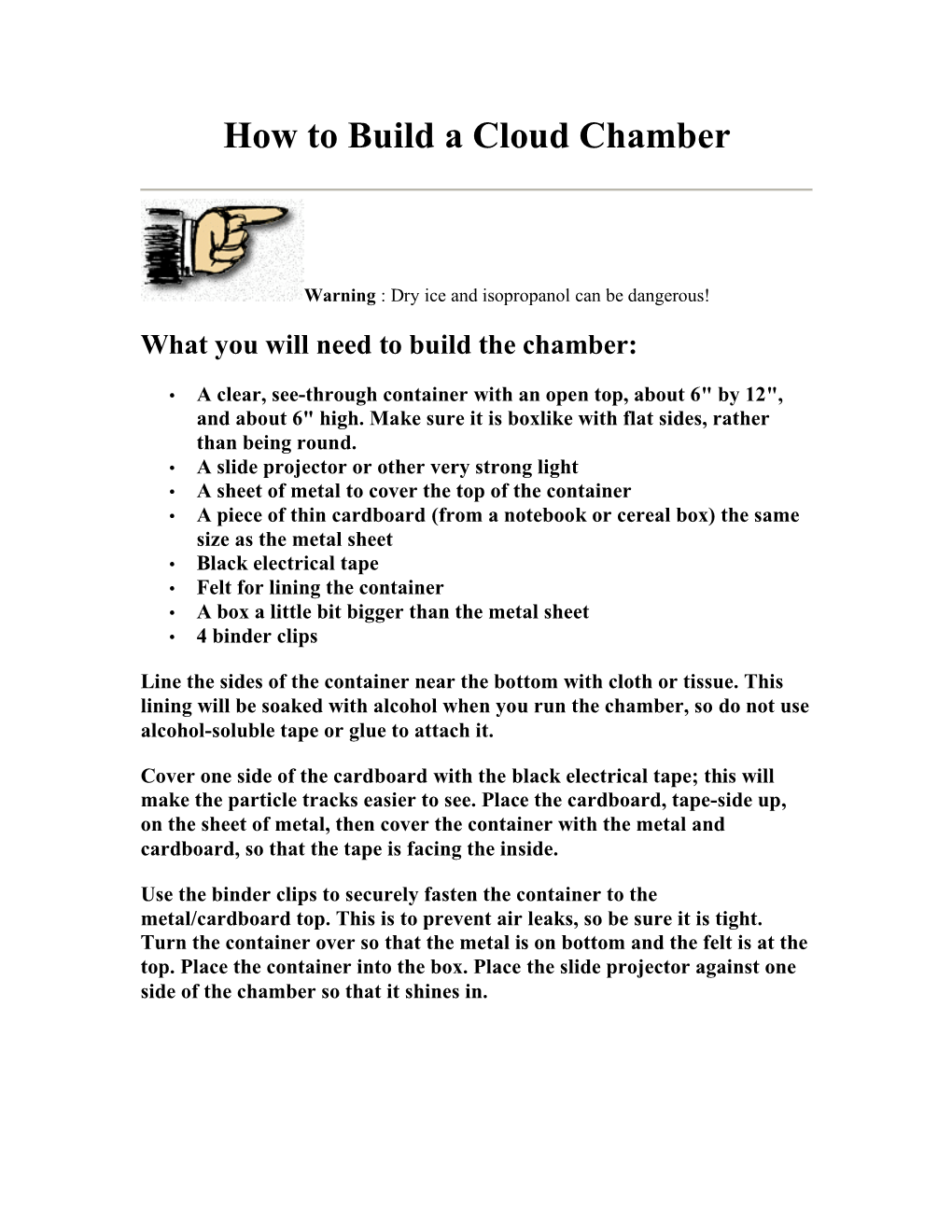 How to Build a Cloud Chamber