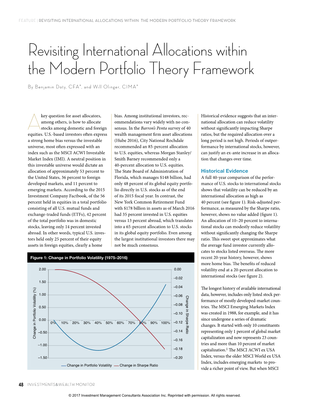 Revisiting International Allocations Within the Modern Portfolio Theory Framework