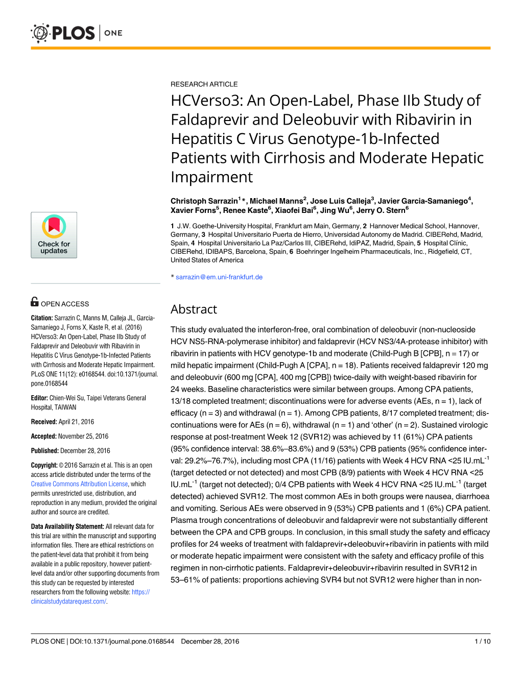 An Open-Label, Phase Iib Study of Faldaprevir and Deleobuvir With