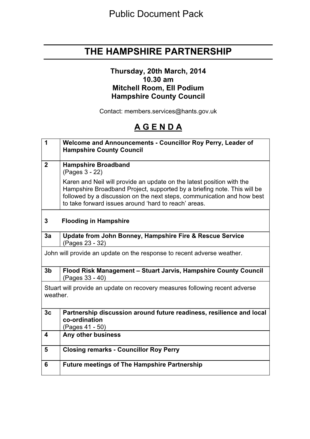 (Public Pack)Agenda Document for the Hampshire Partnership, 20/03