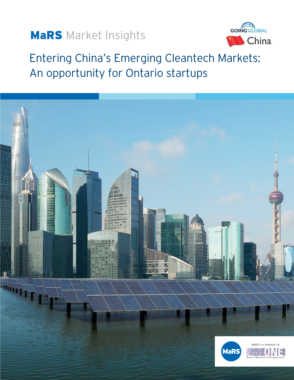 Entering China's Emerging Cleantech Markets: an Opportunity for Ontario