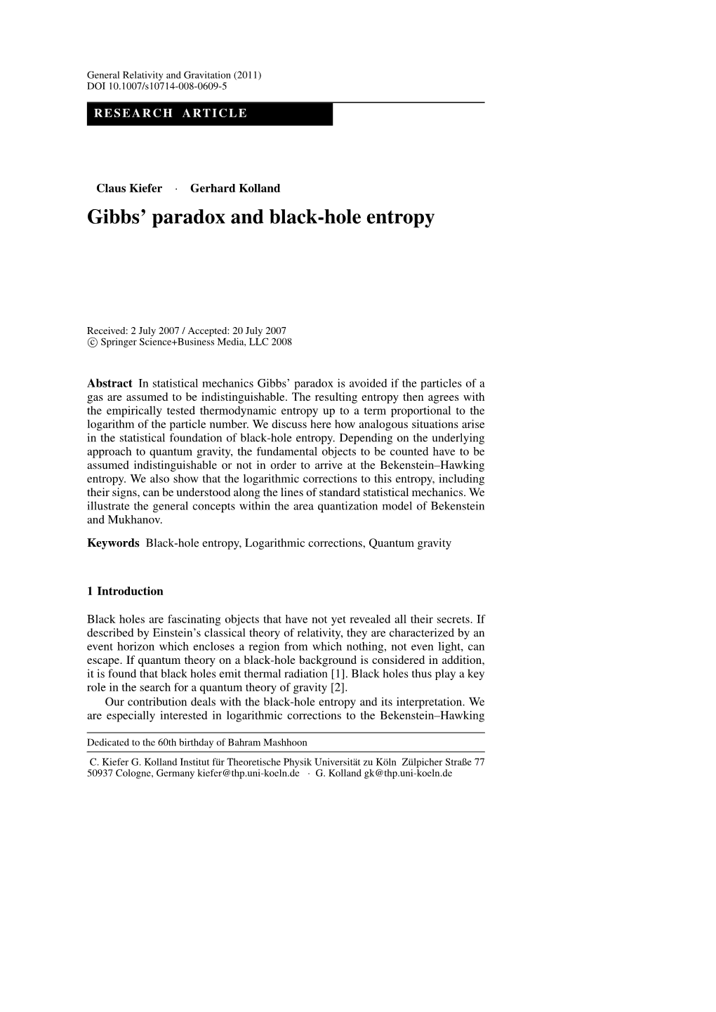 Gibbs' Paradox and Black-Hole Entropy