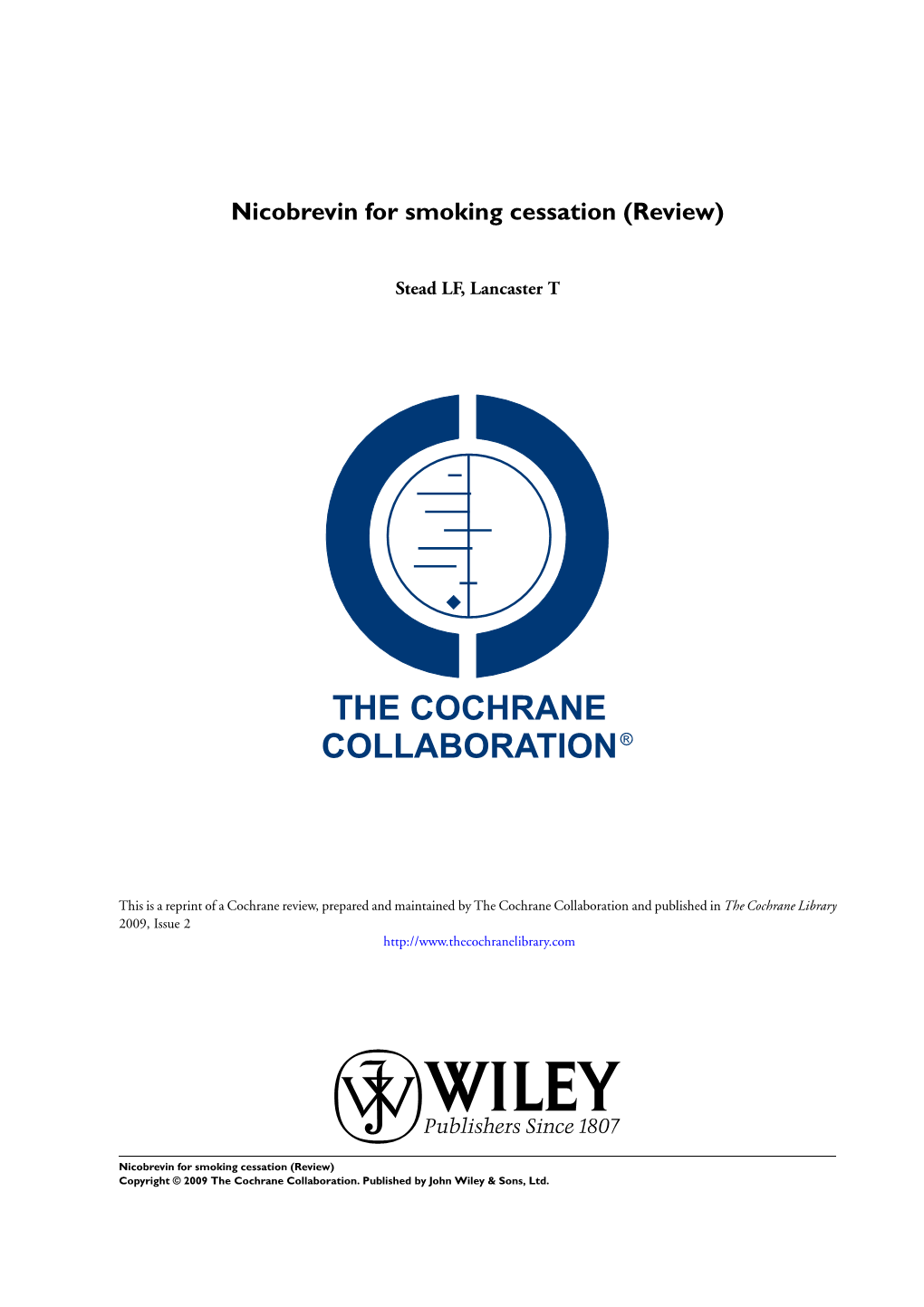 Nicobrevin for Smoking Cessation (Review)