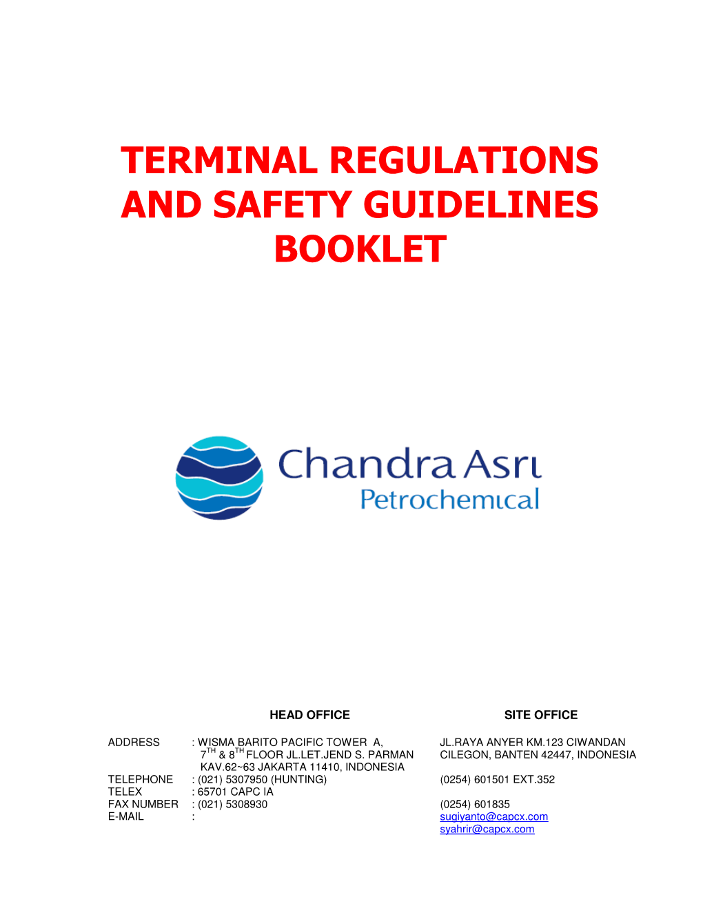 Terminal Regulations and Safety Guidelines Booklet