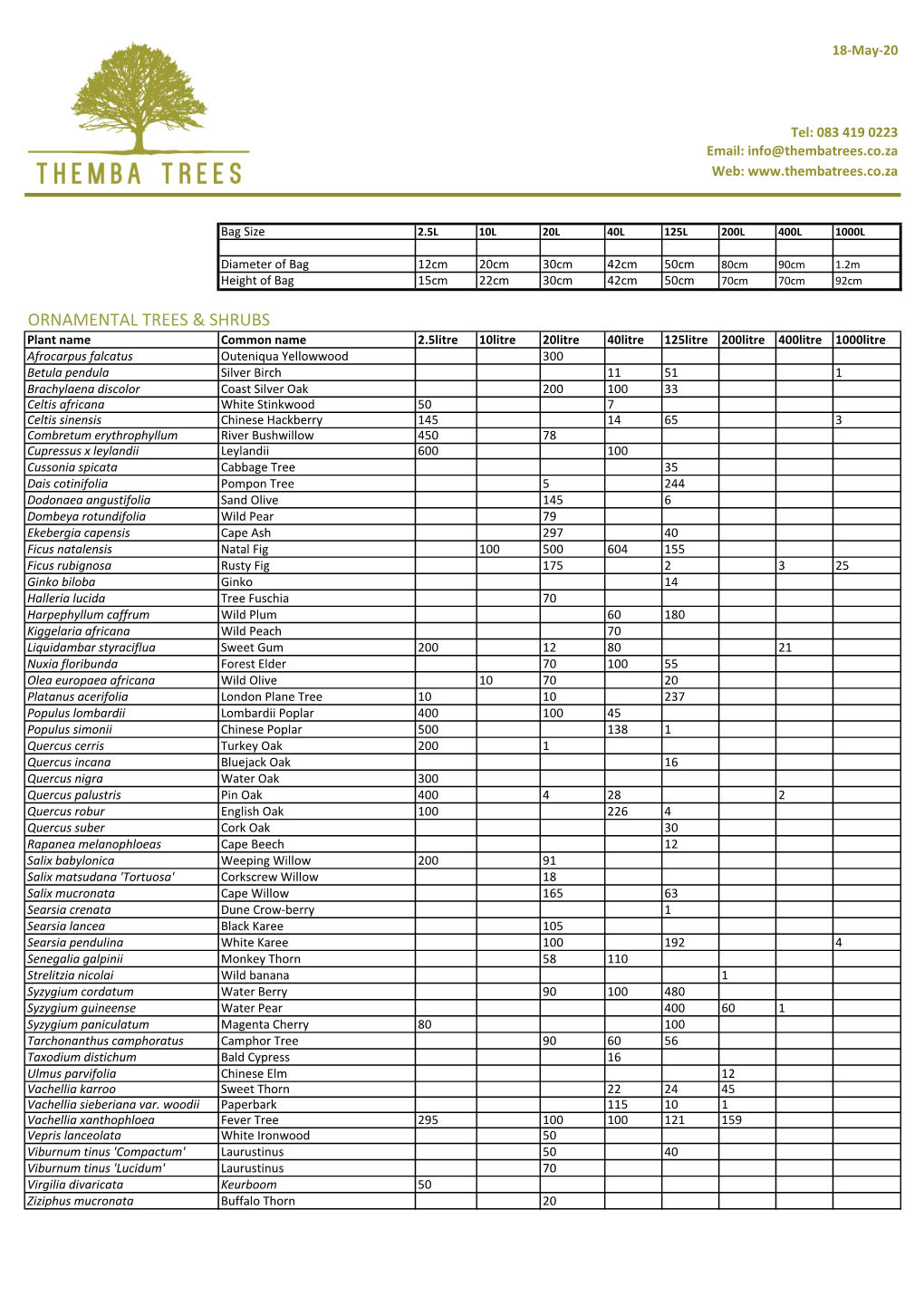 Ornamental Trees & Shrubs