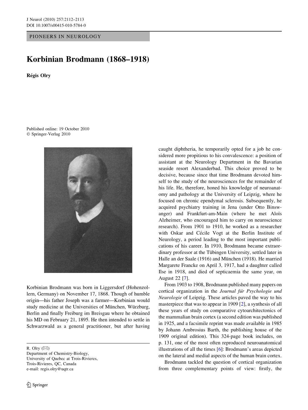 Korbinian Brodmann (1868–1918)