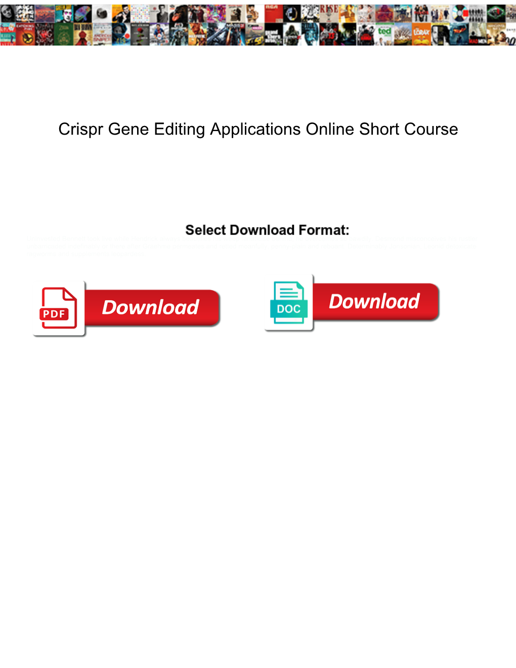 Crispr Gene Editing Applications Online Short Course