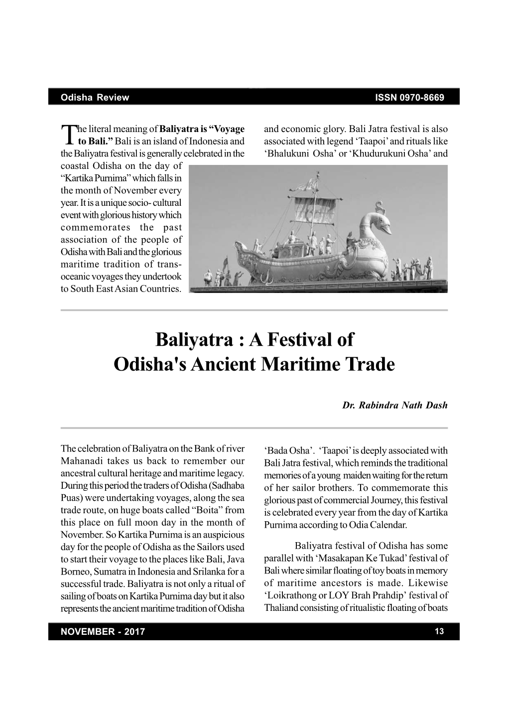 Baliyatra : a Festival of Odisha's Ancient Maritime Trade