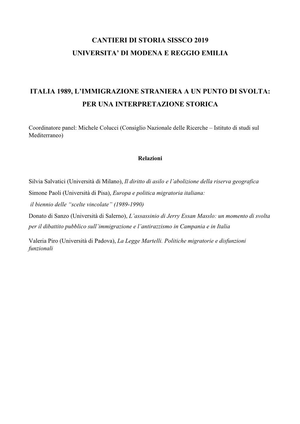 Italia 1989, L'immigrazione Straniera a Un Punto Di Svolta