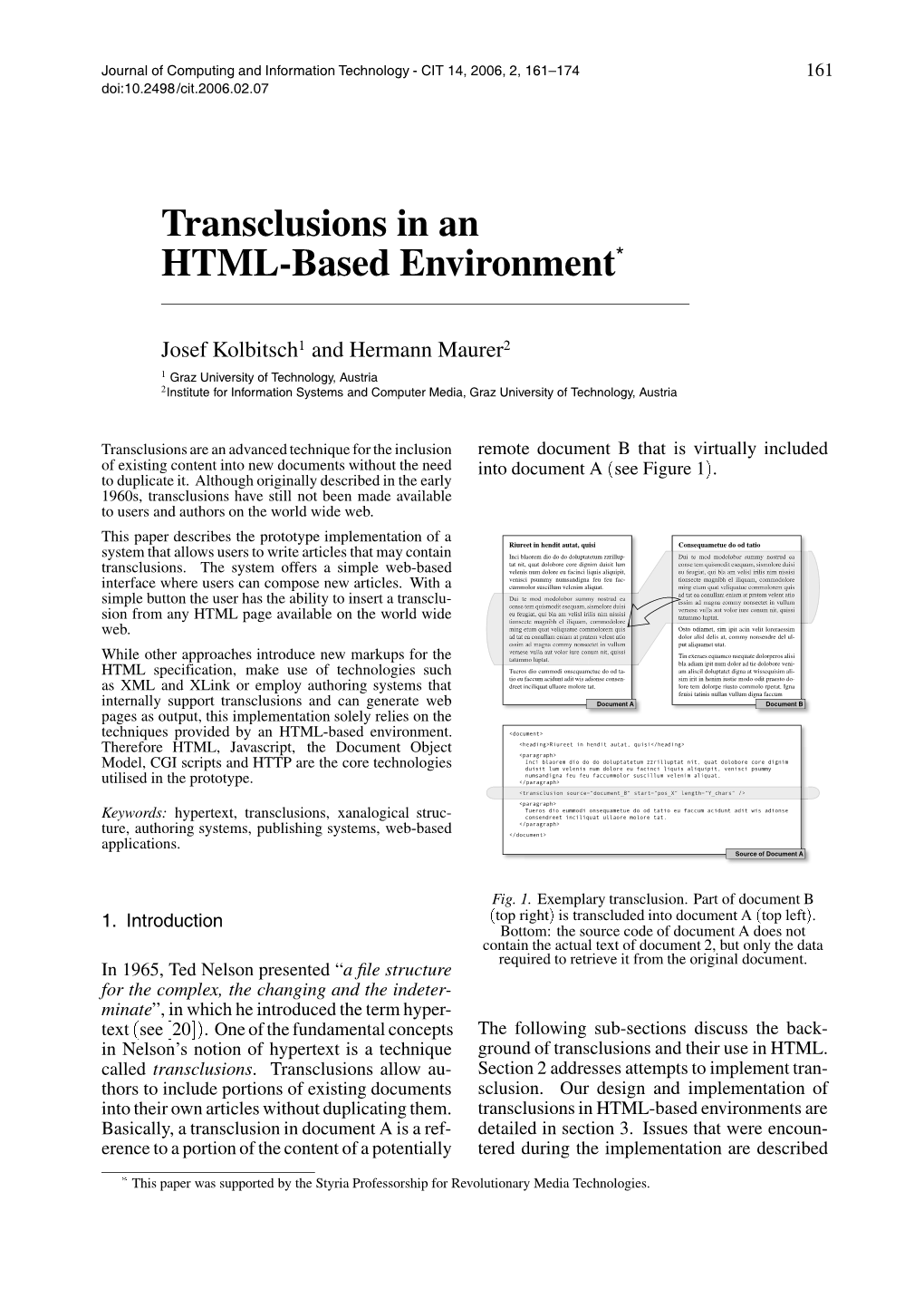 Transclusions in an HTML-Based Environment*