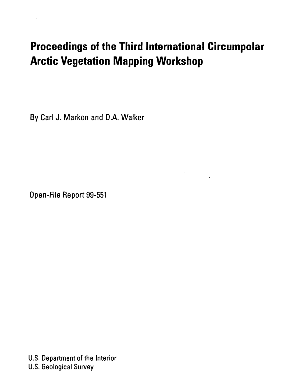 Proceedings of the Third International Circumpolar Arctic Vegetation Mapping Workshop