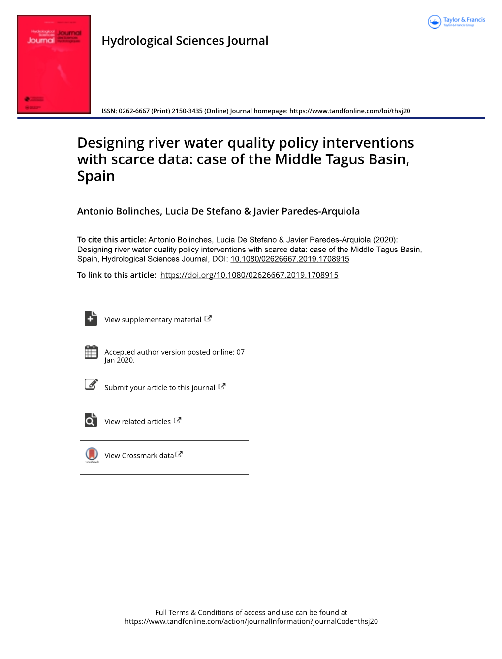 Designing River Water Quality Policy Interventions with Scarce Data: Case of the Middle Tagus Basin, Spain