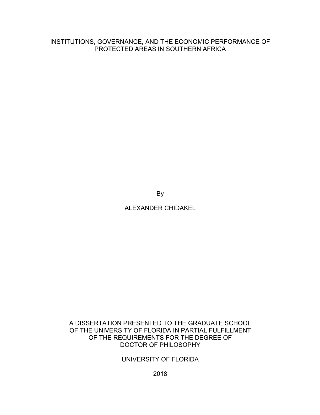 Institutions, Governance, and the Economic Performance of Protected Areas in Southern Africa