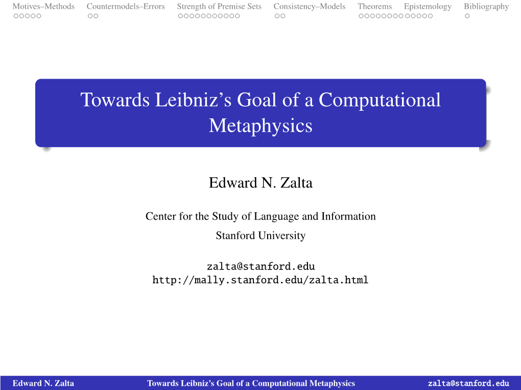 Towards Leibniz's Goal of a Computational Metaphysics