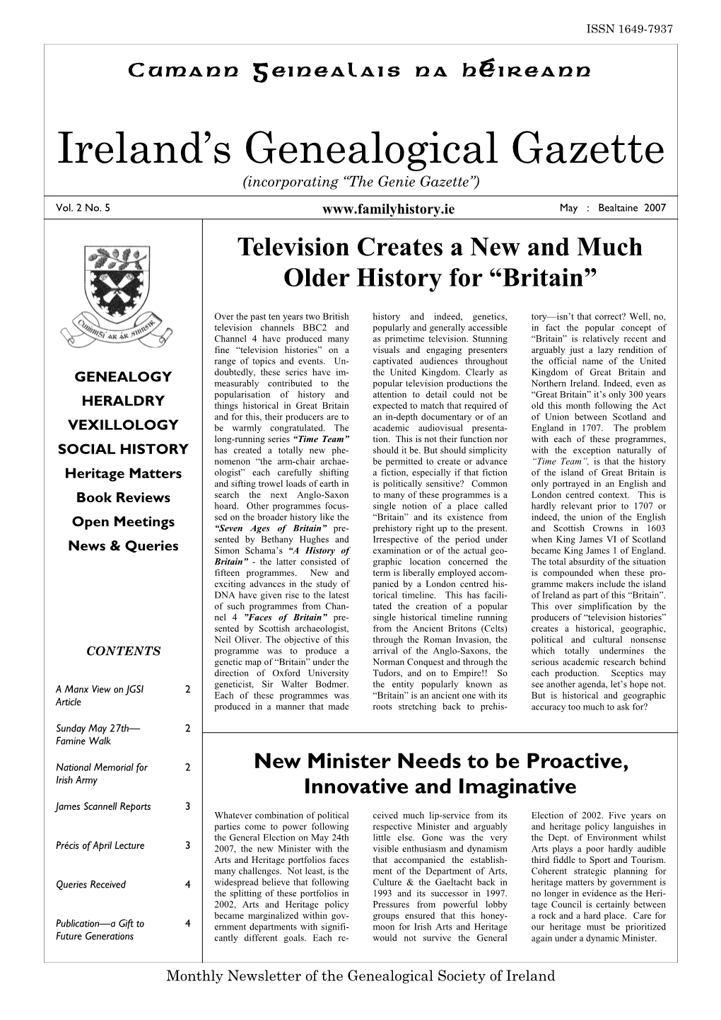 Ireland's Genealogical Gazette May 2007-1.Pub