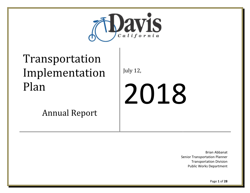 Transportation Implementation Plan (TIP) Aims to Improvements