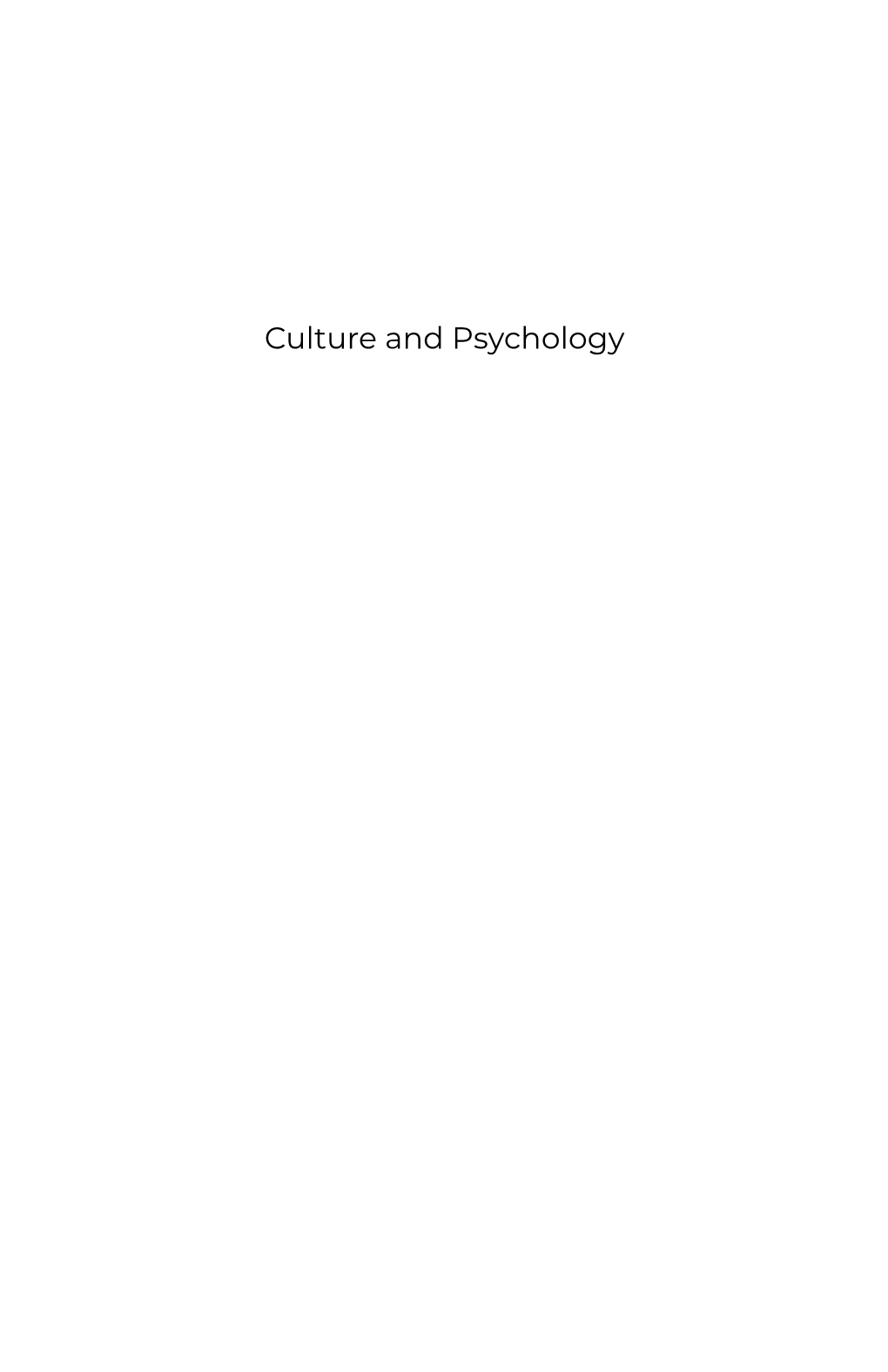 Culture and Psychology