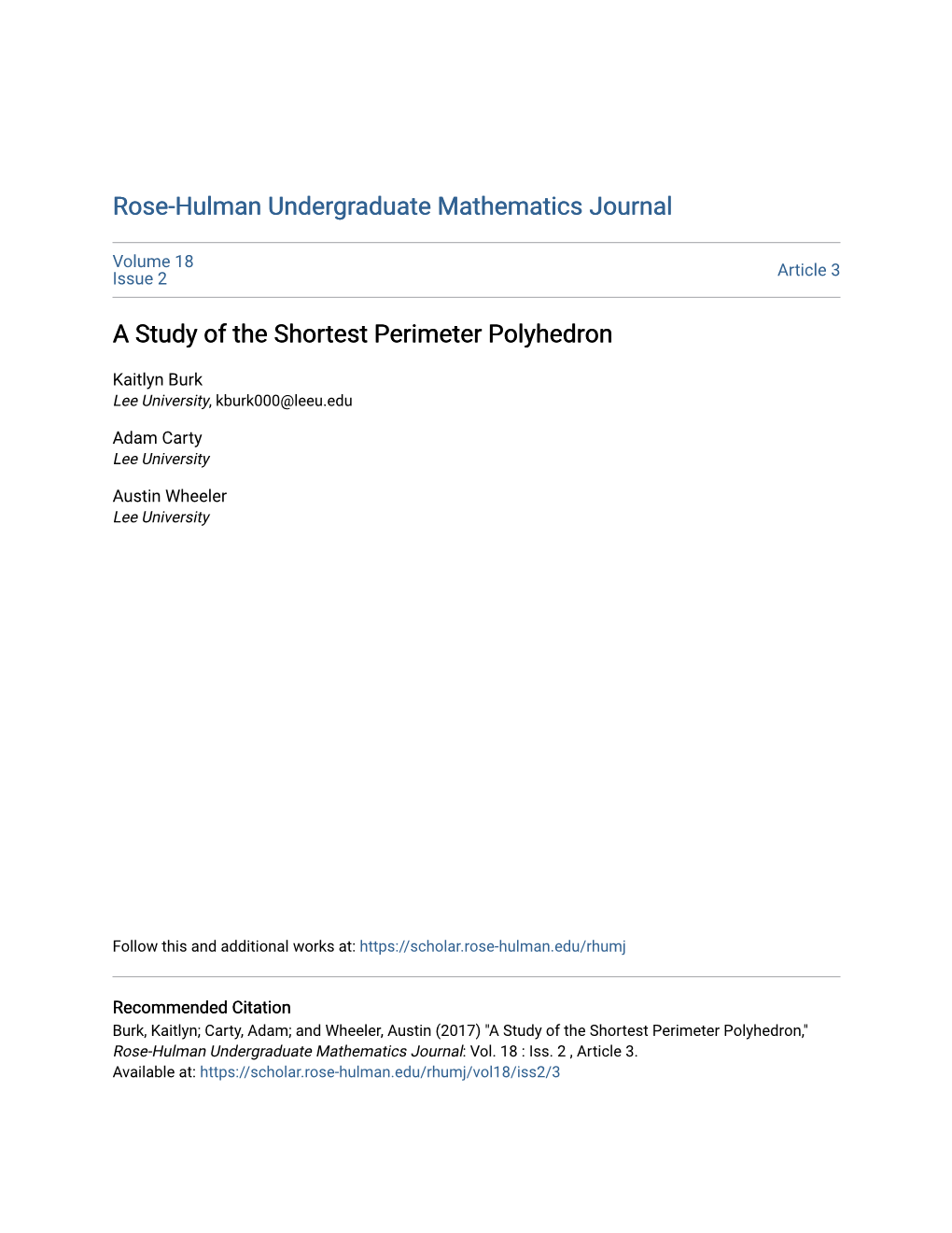A Study of the Shortest Perimeter Polyhedron