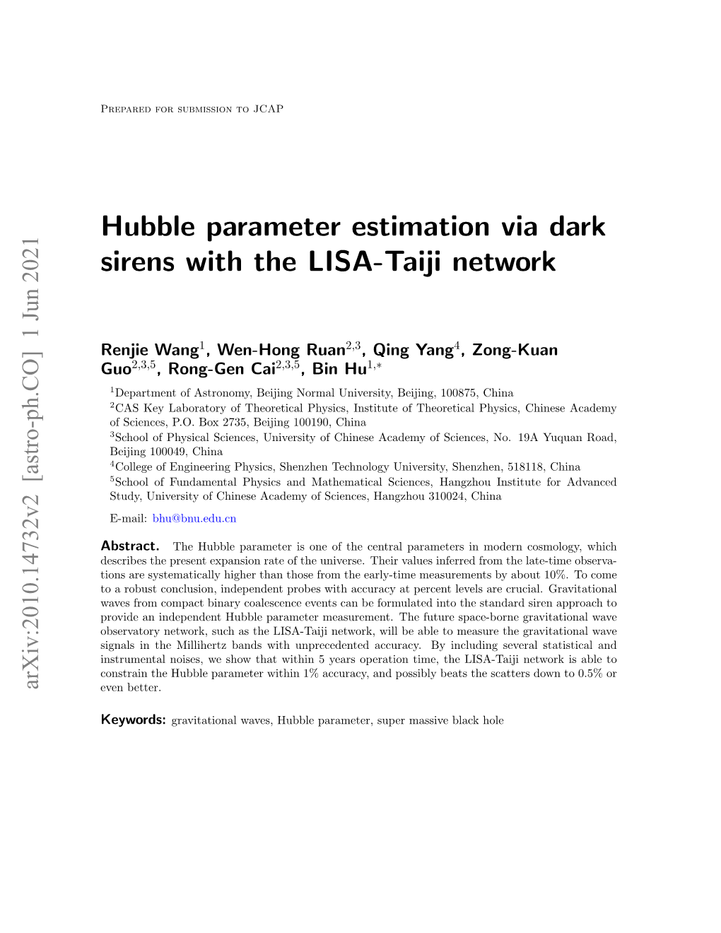 Hubble Parameter Estimation Via Dark Sirens with the LISA-Taiji Network