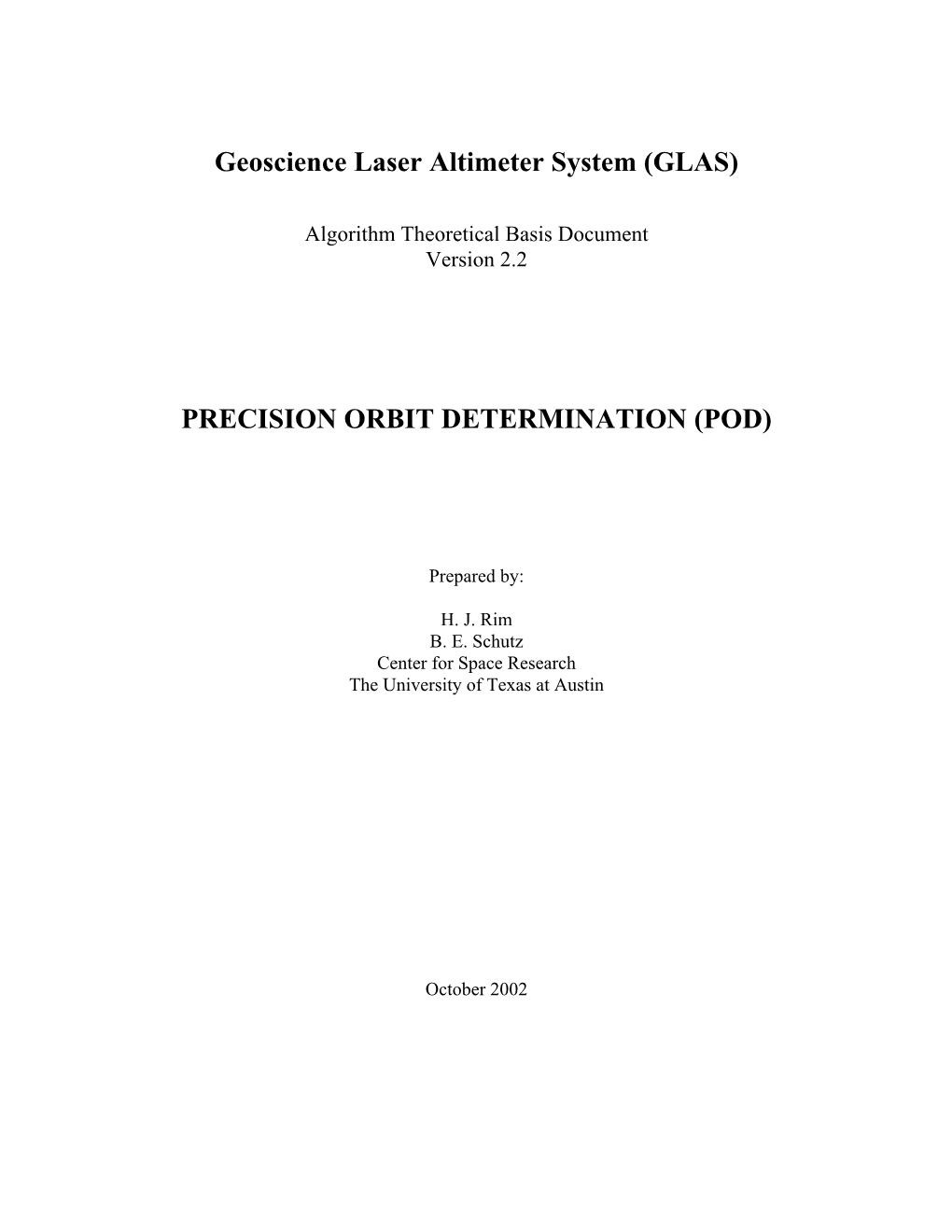 Glas) Precision Orbit Determination (Pod