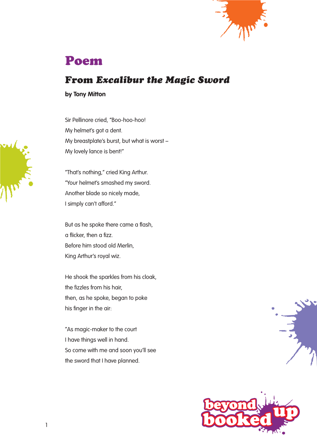 From Excalibur the Magic Sword by Tony Mitton