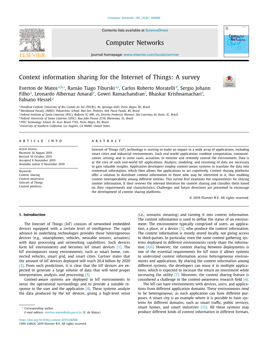 Context Information Sharing for the Internet of Things: a Survey