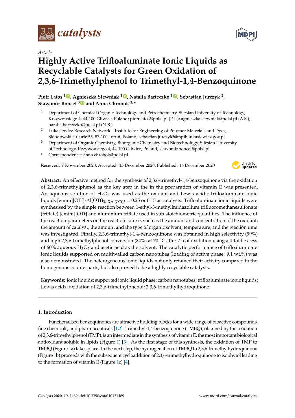 Highly Active Trifloaluminate Ionic Liquids As Recyclable