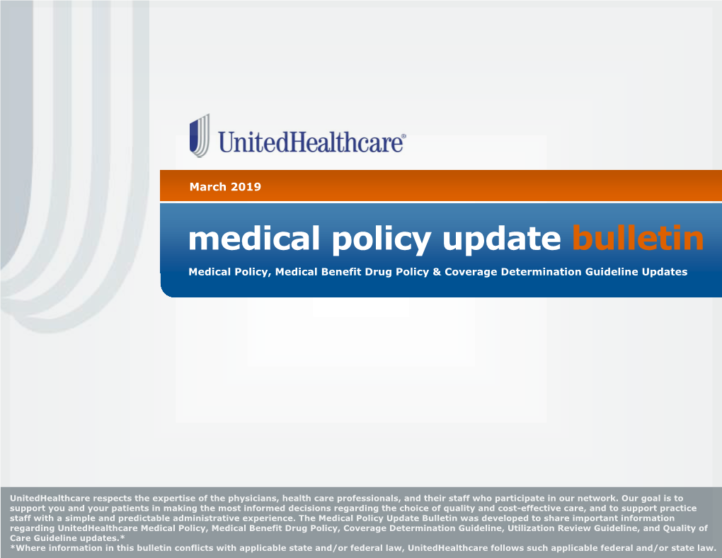 Unitedhealthcare Commercial Medical Policy Update Bulletin
