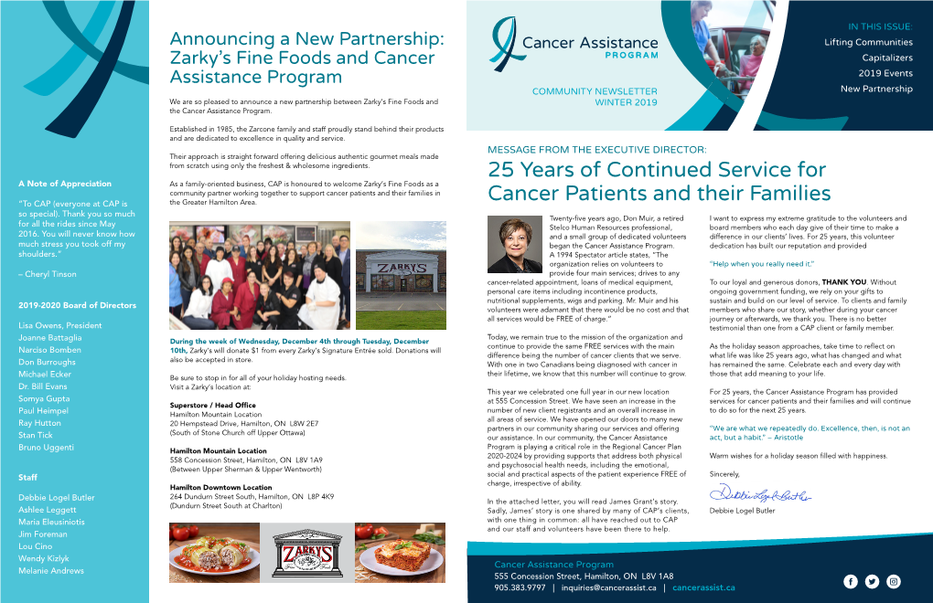 25 Years of Continued Service for Cancer Patients and Their Families