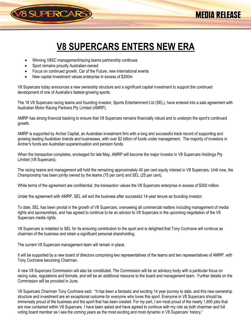 V8 Supercars Enters New Era