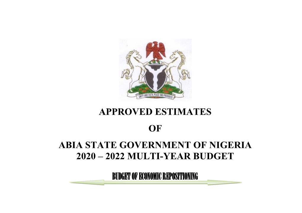 Approved Estimates of Abia State Government of Nigeria 2020 – 2022 Multi-Year Budget