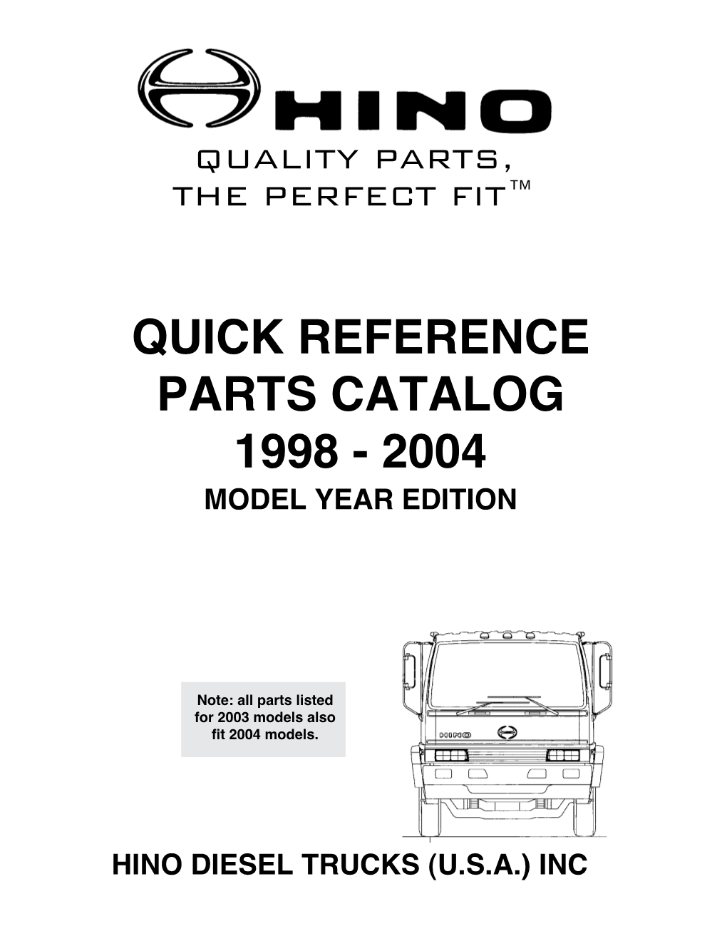 2003 Quick Reference Parts Catalog 1998