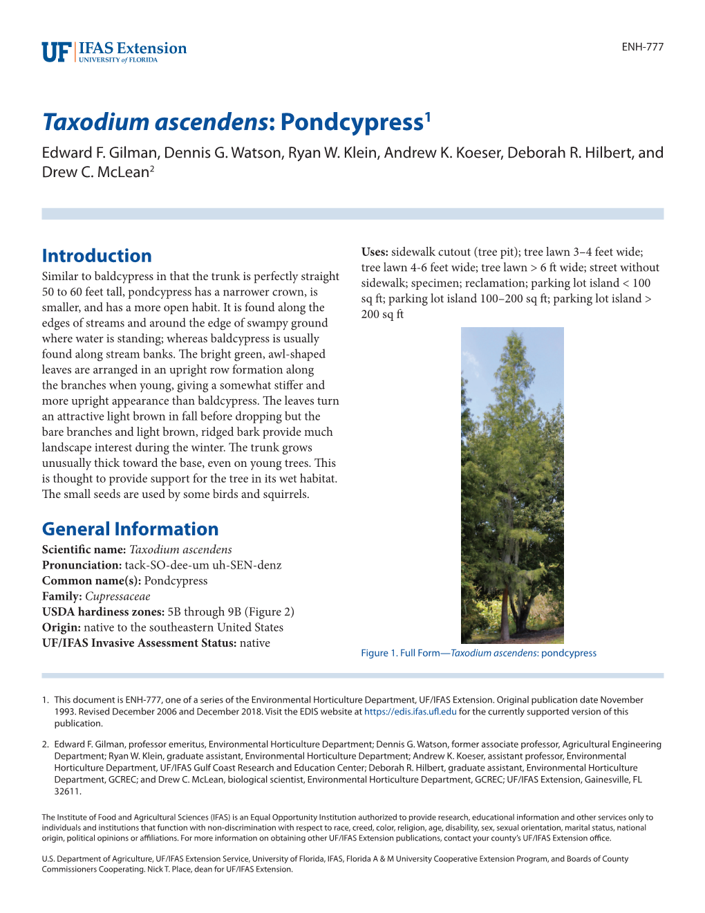 Taxodium Ascendens: Pondcypress1 Edward F