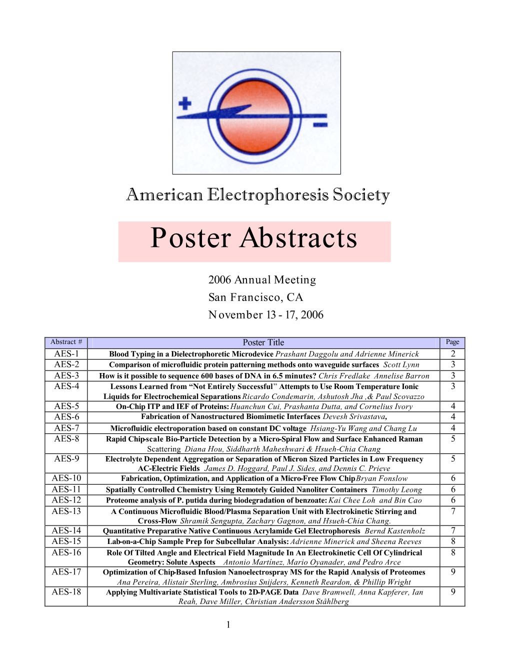 Poster Abstract Booklet