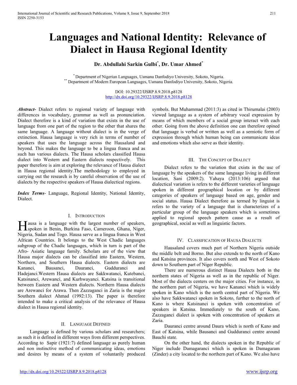 Relevance of Dialect in Hausa Regional Identity