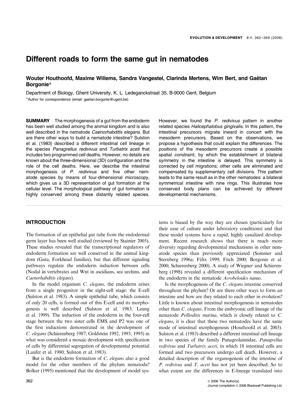 Different Roads to Form the Same Gut in Nematodes