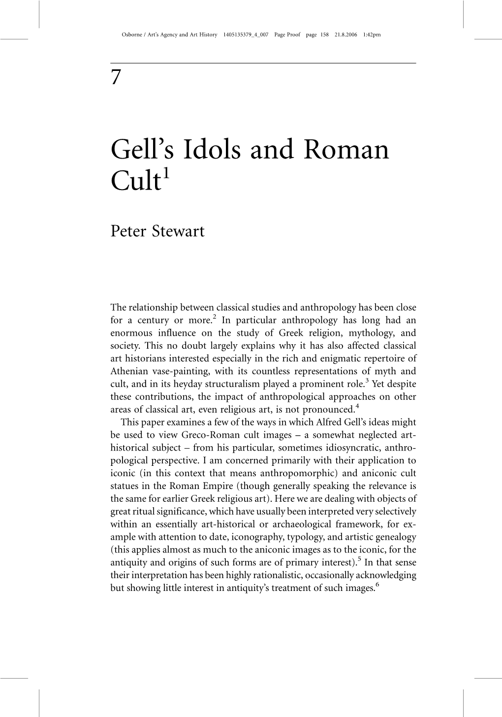 Gell's Idols and Roman Cult