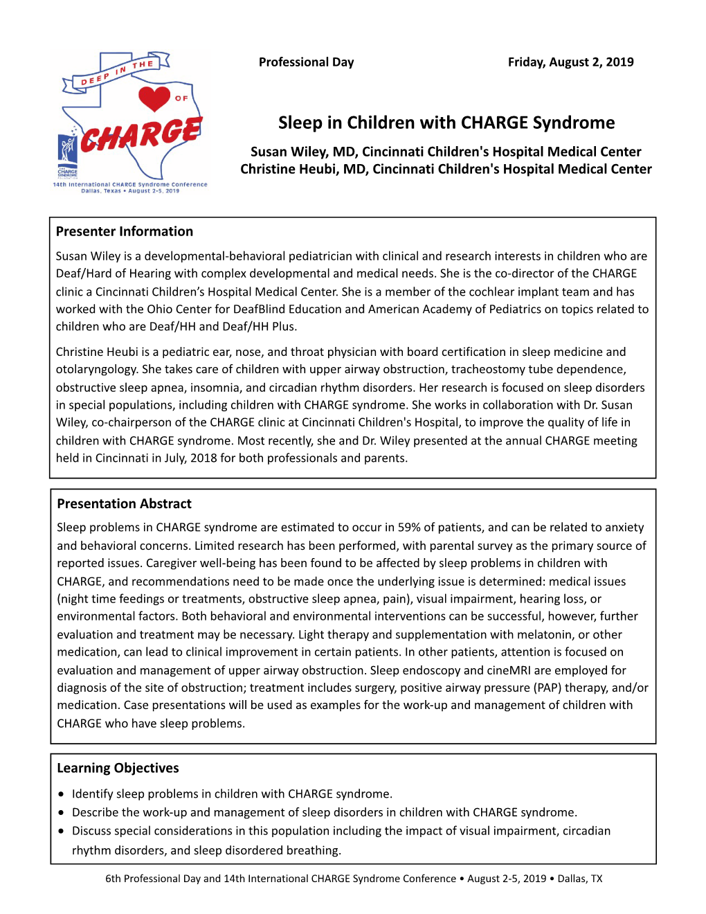 PD Wiley Heubi Sleep in Children with CHARGE Syndrome