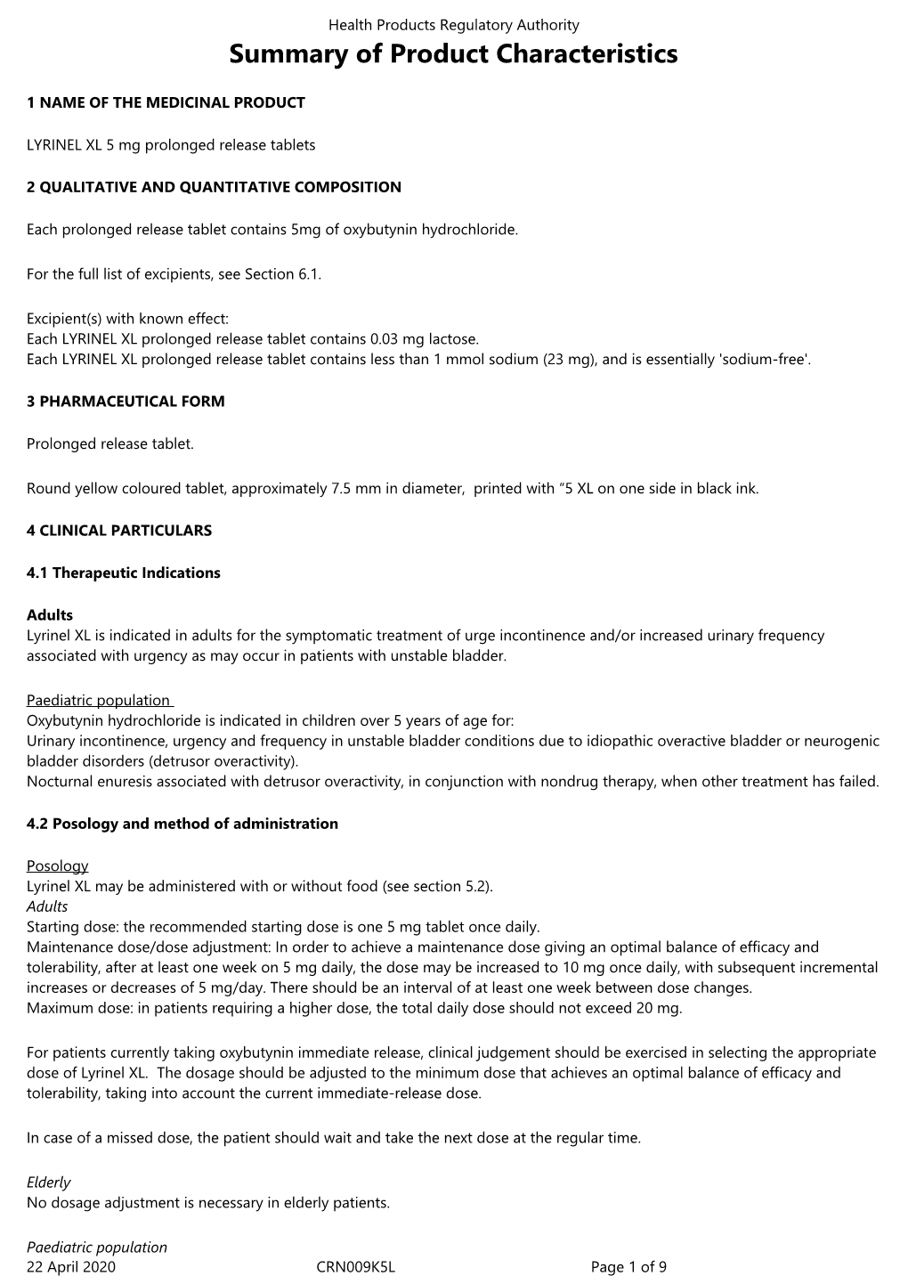 Summary of Product Characteristics