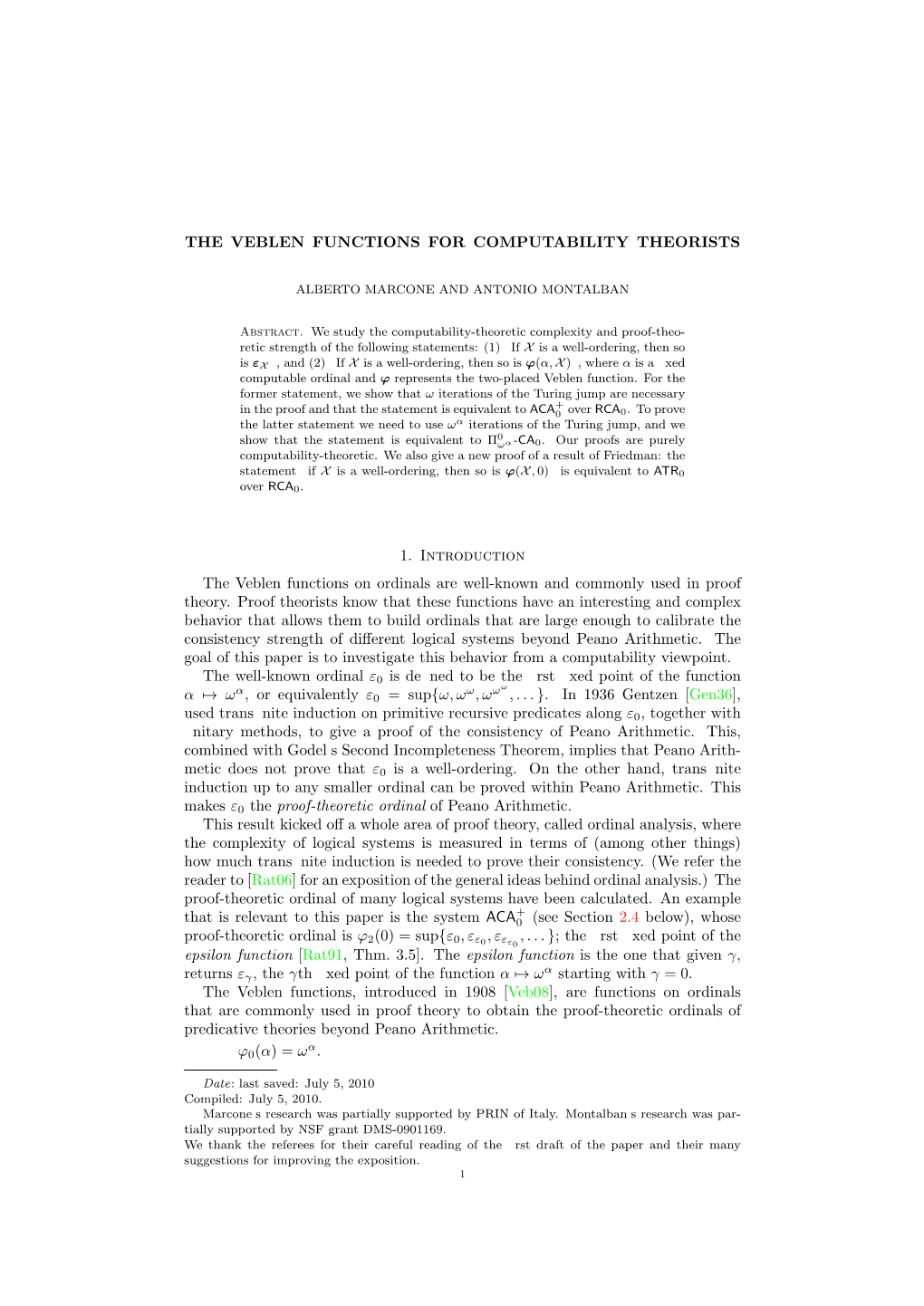 The Veblen Functions for Computability Theorists