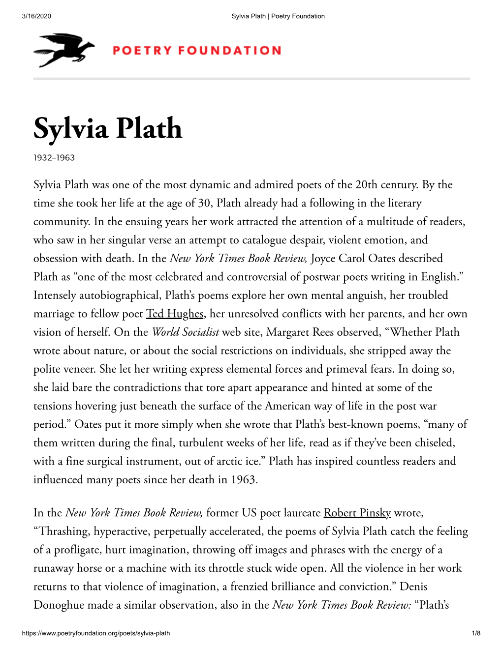 Sylvia Plath | Poetry Foundation